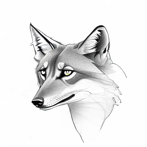 Sketched silhouette of a maned wolf blending into a lush wilderness tattoo design idea