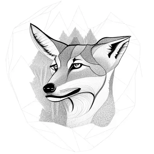 Sketched silhouette of a maned wolf blending into a lush wilderness tattoo design idea