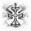 Orthodox cross in memory of the death of his father tattoo design idea