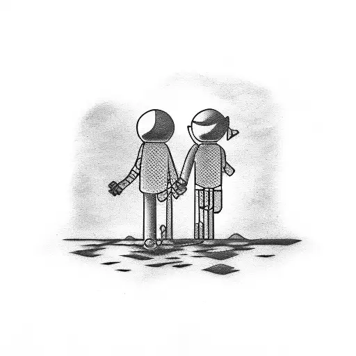 dad and son stick figure tattoo design idea