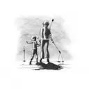 dad and son stick figure tattoo design idea