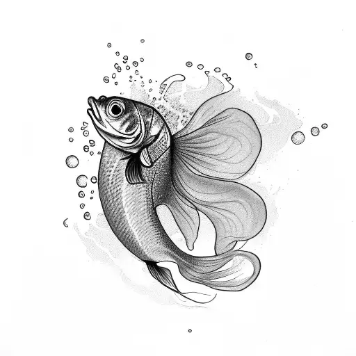 goldfish line ,showing life,growth and happiness tattoo design idea