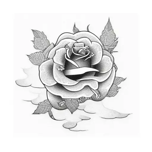 rose and snake  tattoo design idea