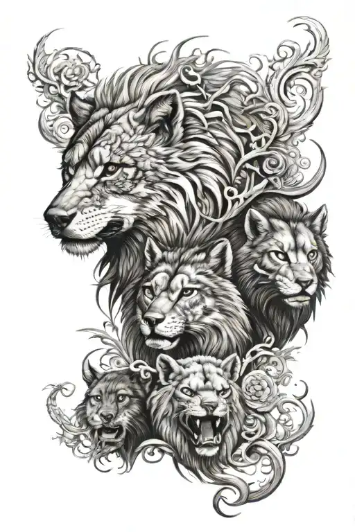 wolf, lion, dragon, otter tattoo tattoo design idea