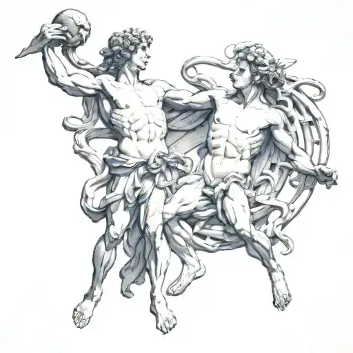 perseus holding medusas tattoo design idea