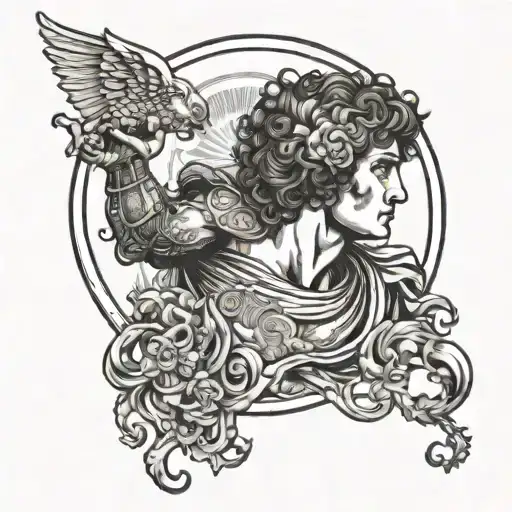 perseus holding medusas tattoo design idea