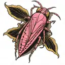 pink katydid tattoo design idea