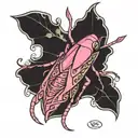 pink katydid tattoo design idea