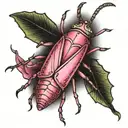 pink katydid tattoo design idea