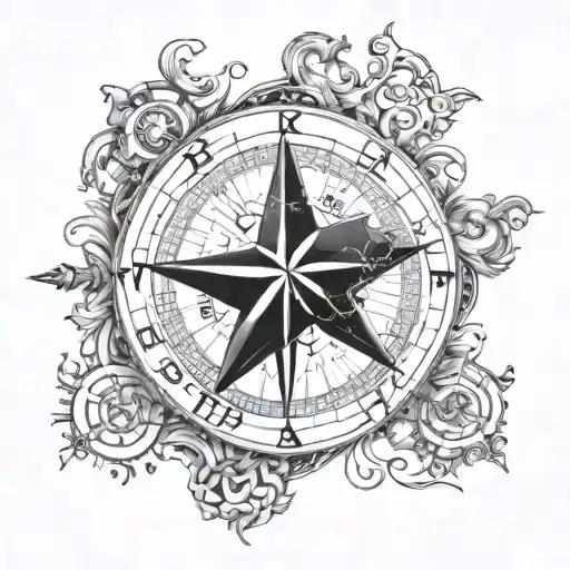 A Texas-shaped compass with your children's names in each direction, symbolizing your love for Texas and your kids tattoo design idea