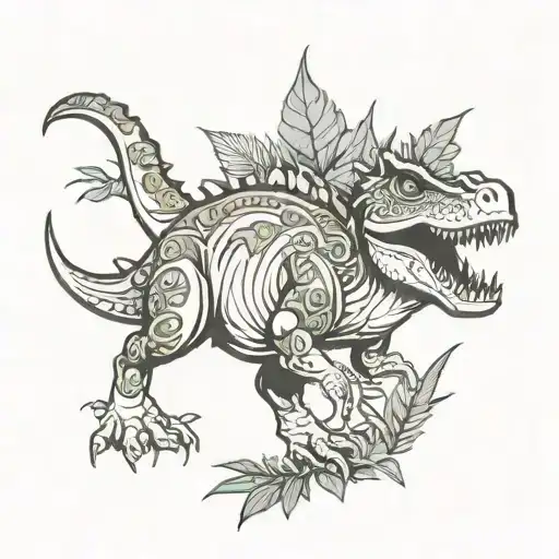 dino, jungle, family tattoo design idea