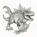 dino, jungle, family tattoo design idea