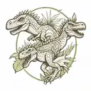 dino, jungle, family tattoo design idea