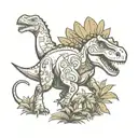 dino, jungle, family tattoo design idea