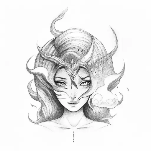 girl storm cloud head book rainbow tattoo design idea