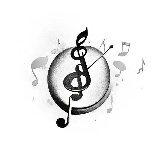 A new-school style tattoo of a mixing spoon and a musical note intertwined, representing the client's love for cooking and music tattoo design idea