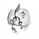 A minimalist tattoo of a cat silhouette with a music note as its tail tattoo design idea