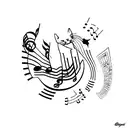 A minimalist tattoo of a cat silhouette with a music note as its tail tattoo design idea