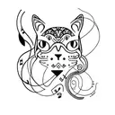 A minimalist tattoo of a cat silhouette with a music note as its tail tattoo design idea