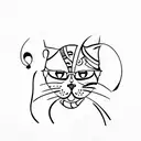 A minimalist tattoo of a cat silhouette with a music note as its tail tattoo design idea