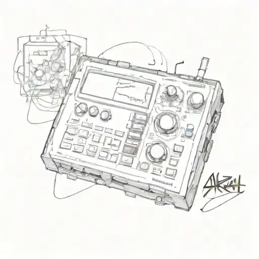 akai mpc sampler black and white  tattoo design idea