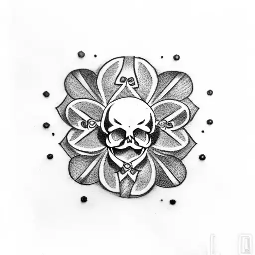 four leaf clover + skull tattoo design idea
