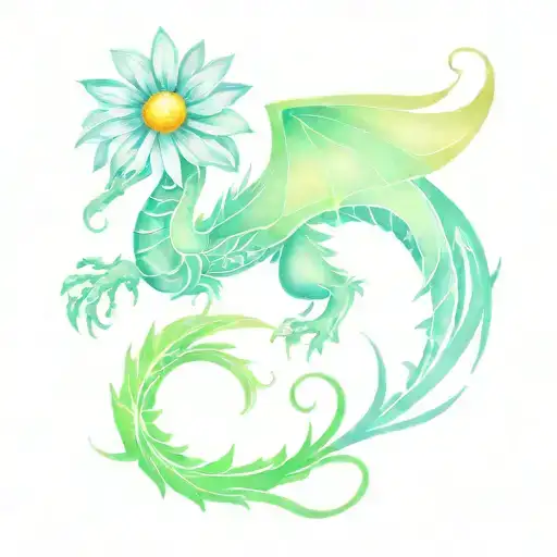 tribal daisy dragon tattoo design idea