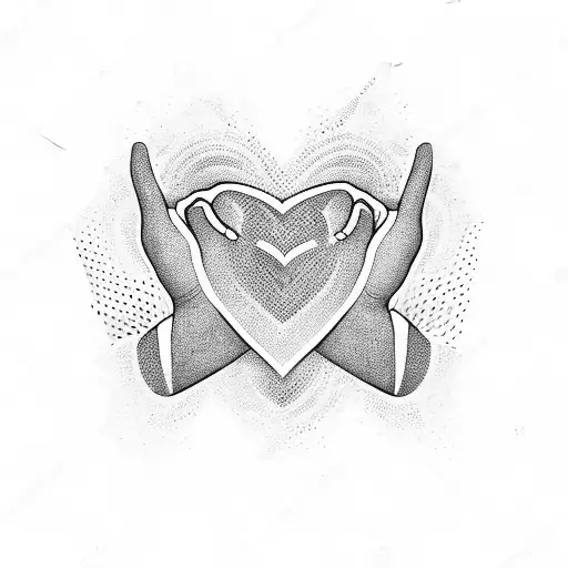 handshake heart tattoo design idea