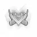 handshake heart tattoo design idea