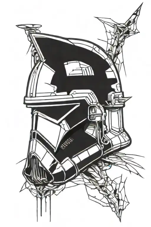 half 501st clone trooper helmet, half broken clone trooper helmet tattoo design idea