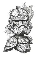 501st clone trooper helmet engulfed in flames tattoo design idea