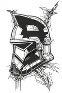 half 501st clone trooper helmet, half broken clone trooper helmet tattoo design idea