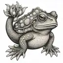 toad riding a fish tattoo design idea