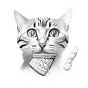 ice cream with cookie and cat tattoo design idea