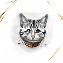 ice cream with cookie and cat tattoo design idea