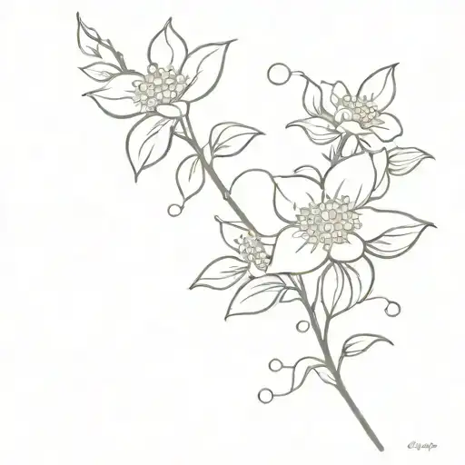 blueberry flowers in front of clouds tattoo design idea