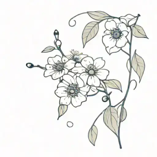 blueberry flowers and clouds tattoo design idea