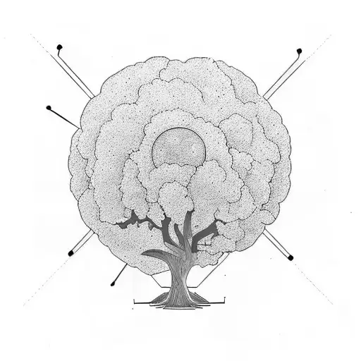 electronic, universe, olive tree tattoo design idea