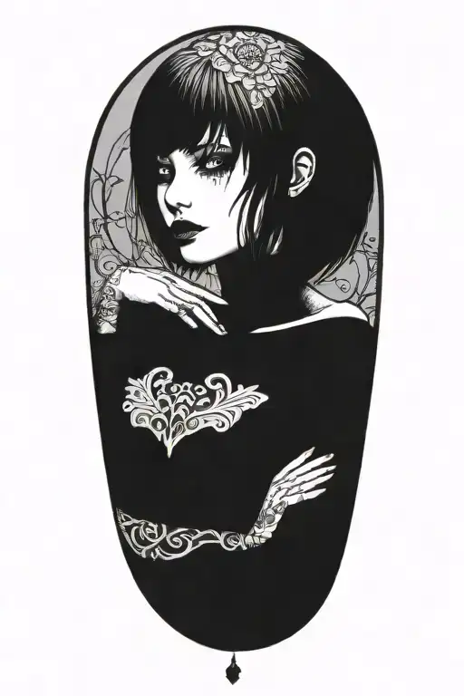 goth emo semi nude girl tattoo design idea
