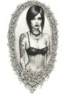 goth emo semi nude girl tattoo design idea