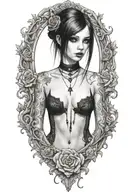 goth emo semi nude girl tattoo design idea