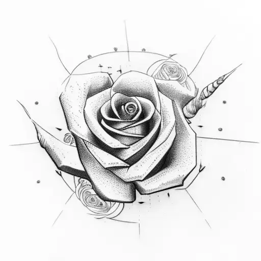 sniper scope focus lines in a rose tattoo design idea