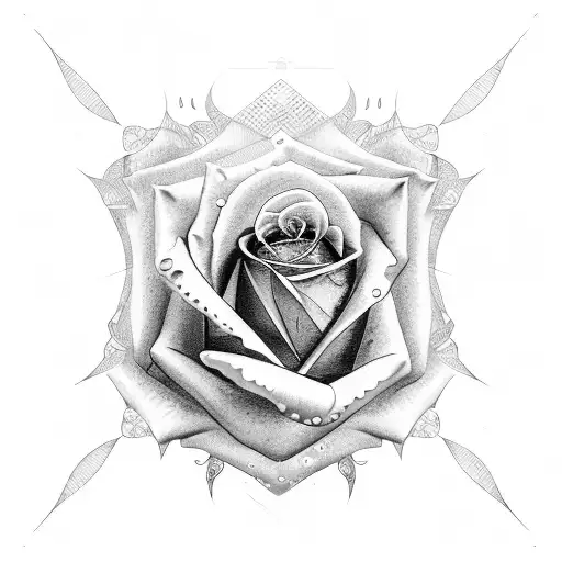 sniper scope focus lines in a rose tattoo design idea