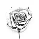 sniper scope focus lines in a rose tattoo design idea