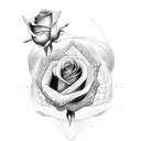 sniper scope focus lines in a rose tattoo design idea