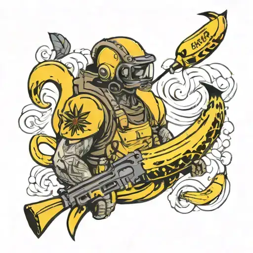 call of duty with a banana talking tattoo design idea