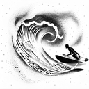 unreal wave Surfer tattoo design idea
