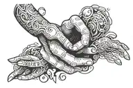 the creation hands reaching, underneath it the word "create" in a cool font. make it look cool  tattoo design idea
