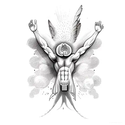 icarus falling from heart to brain tattoo design idea
