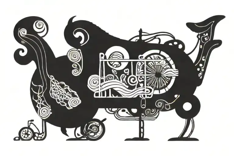 sailboat noodles bicycle spectacle books harmonica tattoo design idea